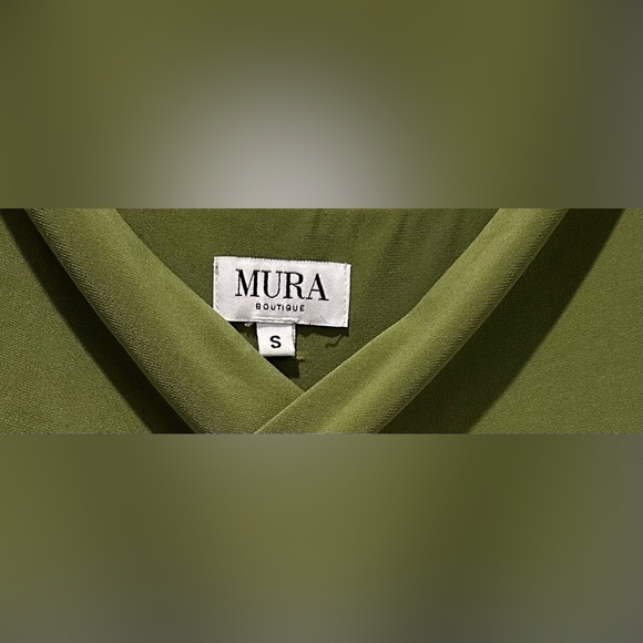 Mura Boutique Cross Bodice Bare Midriff Jersey Midi Dress Olive Green ZB6 - Picture 9 of 10